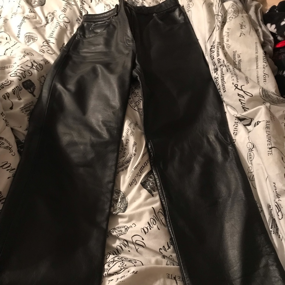 FMC Black Leather Pants size 8. Like New